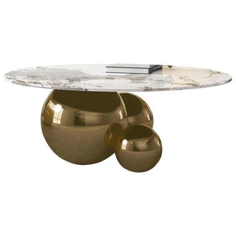 a table with three balls on it