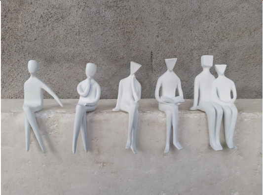 Human Seated Luminary White table decor set of 6