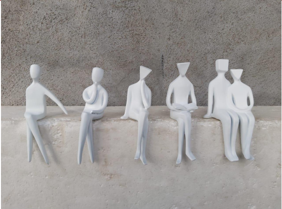 Human Seated Luminary White table decor set of 6