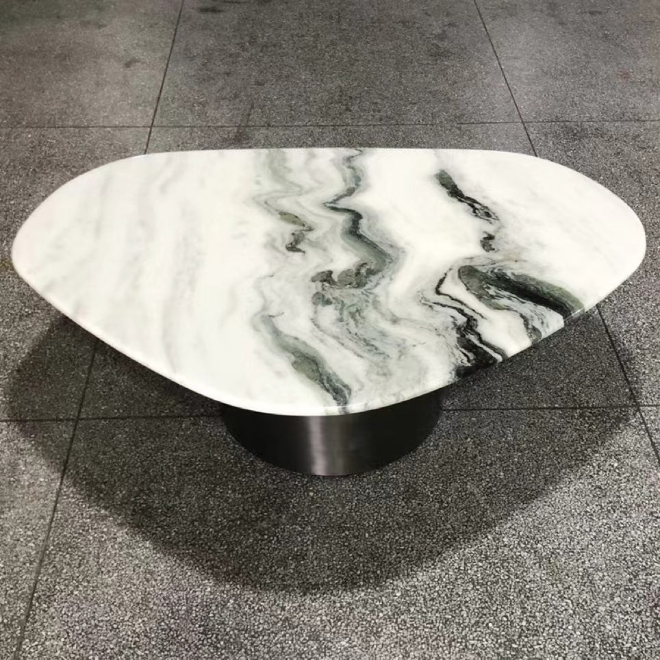 White novelty modern center table with marble top - set of 2